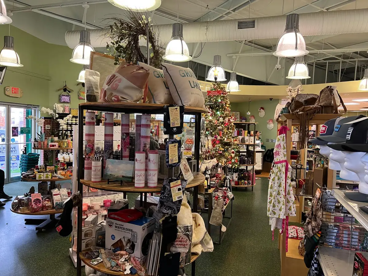 Gift department at Economy Pharmacy Tulsa with candles, home goods, and seasonal gifts